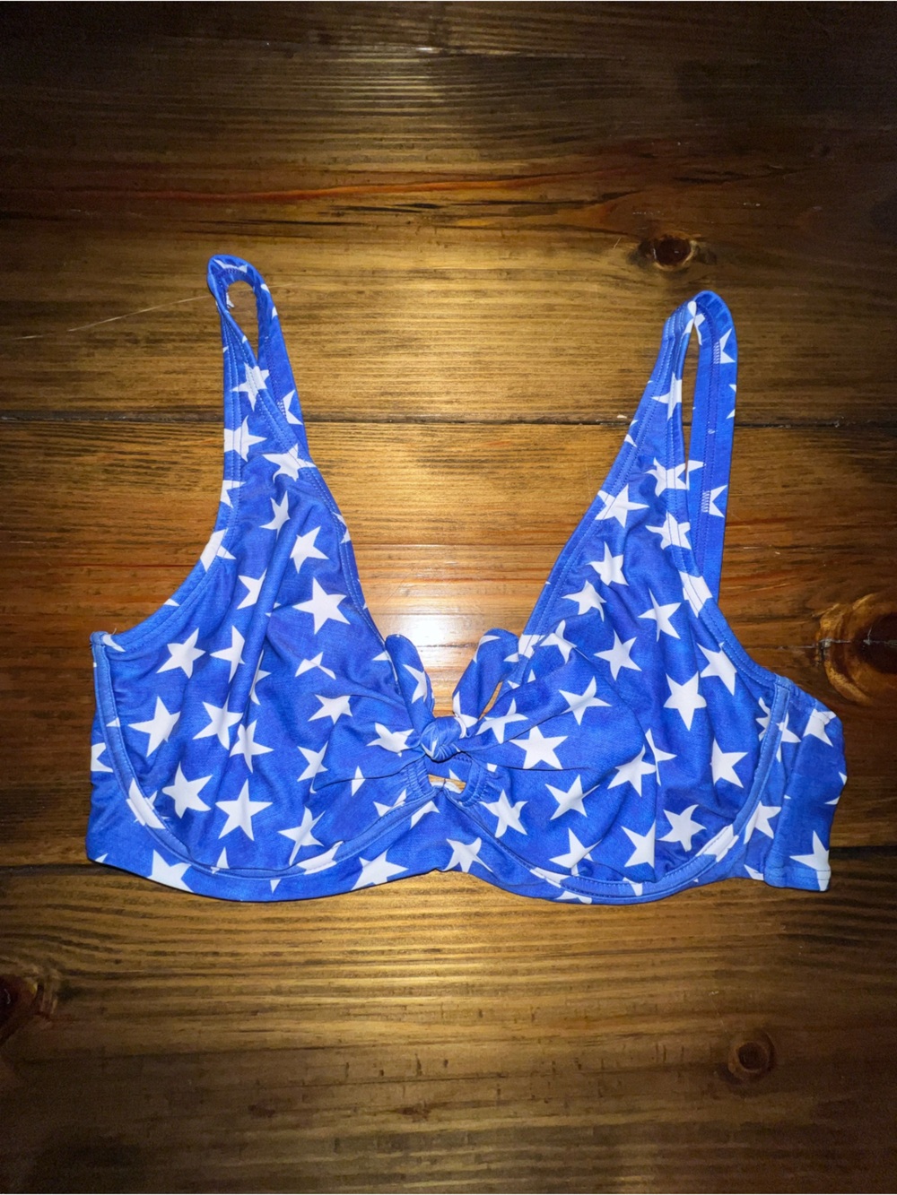 VENUS Blue and White Star Print Bikini Top